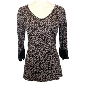 Maurices Animal Print LW Sweater w/ Faux Leather Cuffs